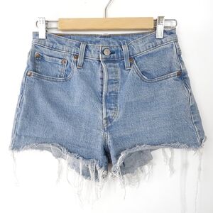Levi's 501 Cutoff Jean Shorts Medium Blue Wash Button Fly Size 27